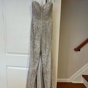 Sherri Hill Silver Sequin Gown Size 0